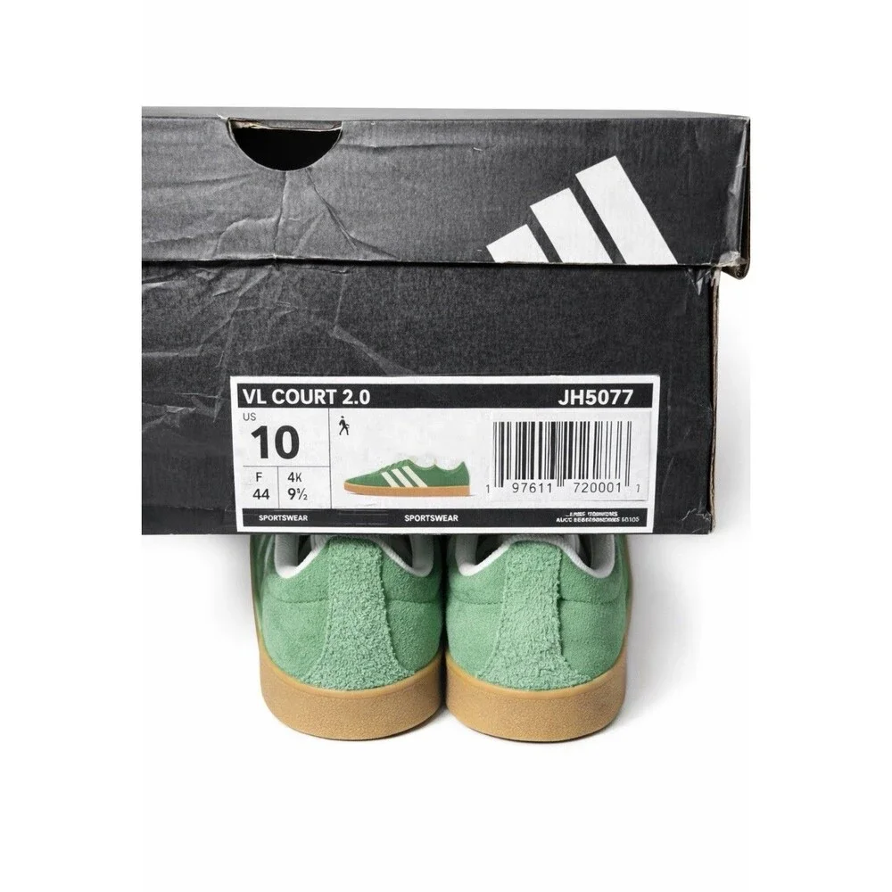 adidas VL Court 2.0 Green Suede Men's Sneakers US Size 10 Casual Lightweight